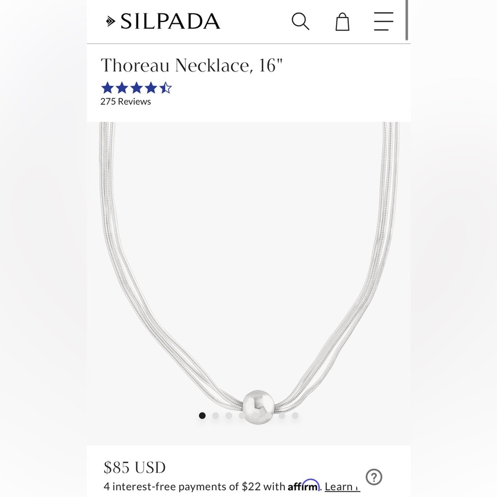Silpada Thoreau Necklace, 16"
